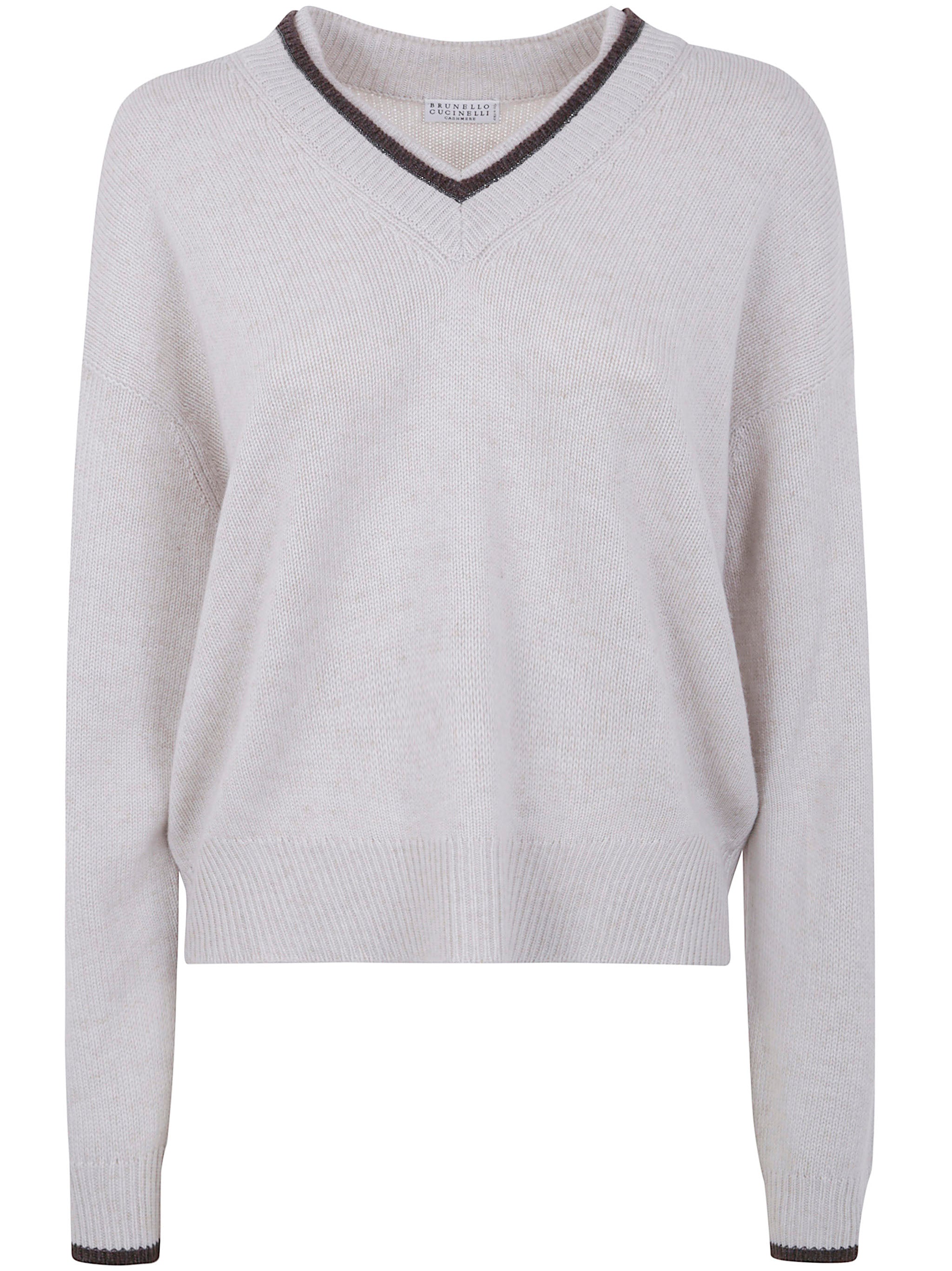 CASHMERE V NECK SWEATER Brunello Cucinelli NUDE & NEUTRALS S