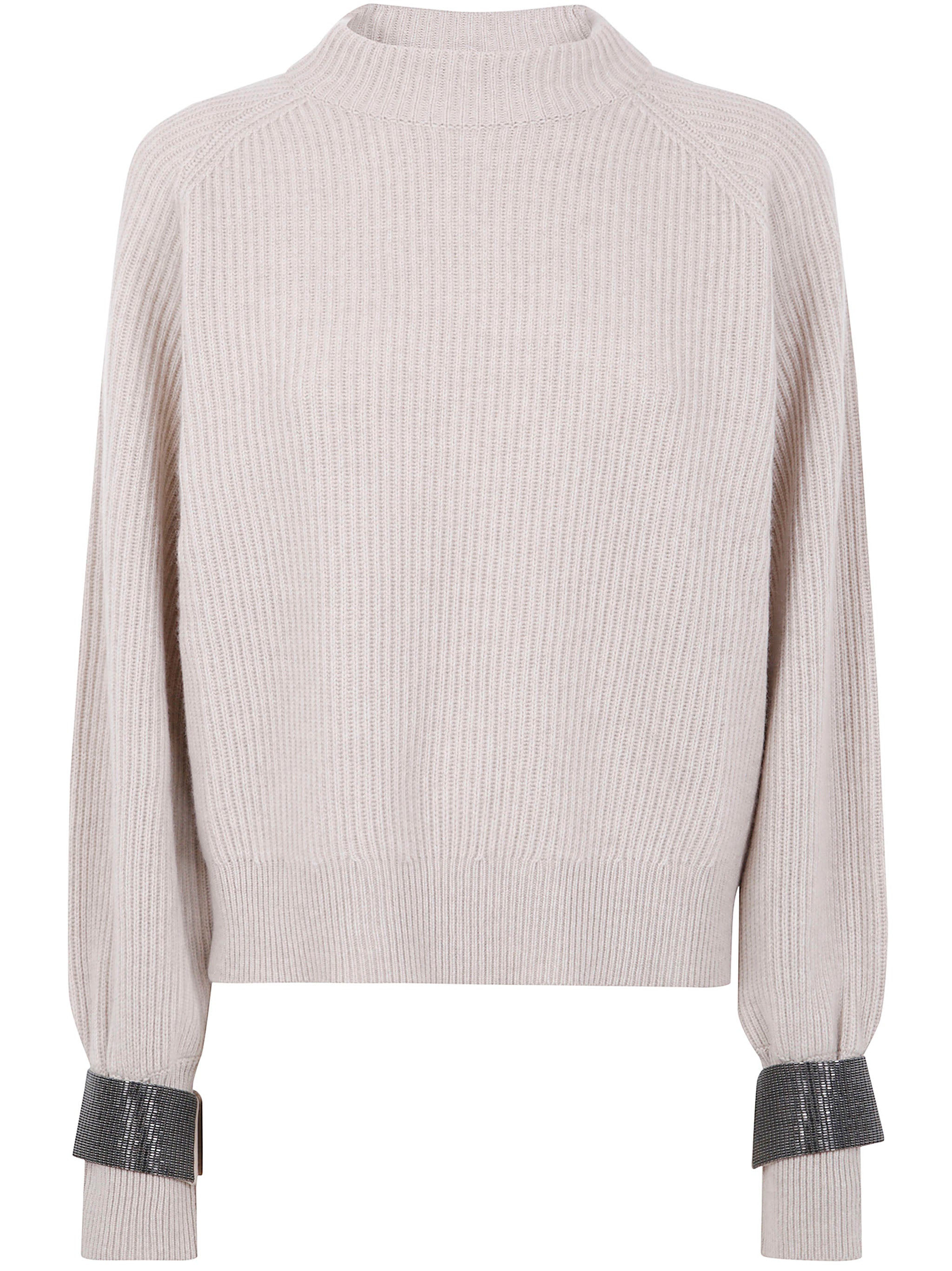 CASHMERE SWEATER WITH SHINY DETAIL Brunello Cucinelli BEIGE XS