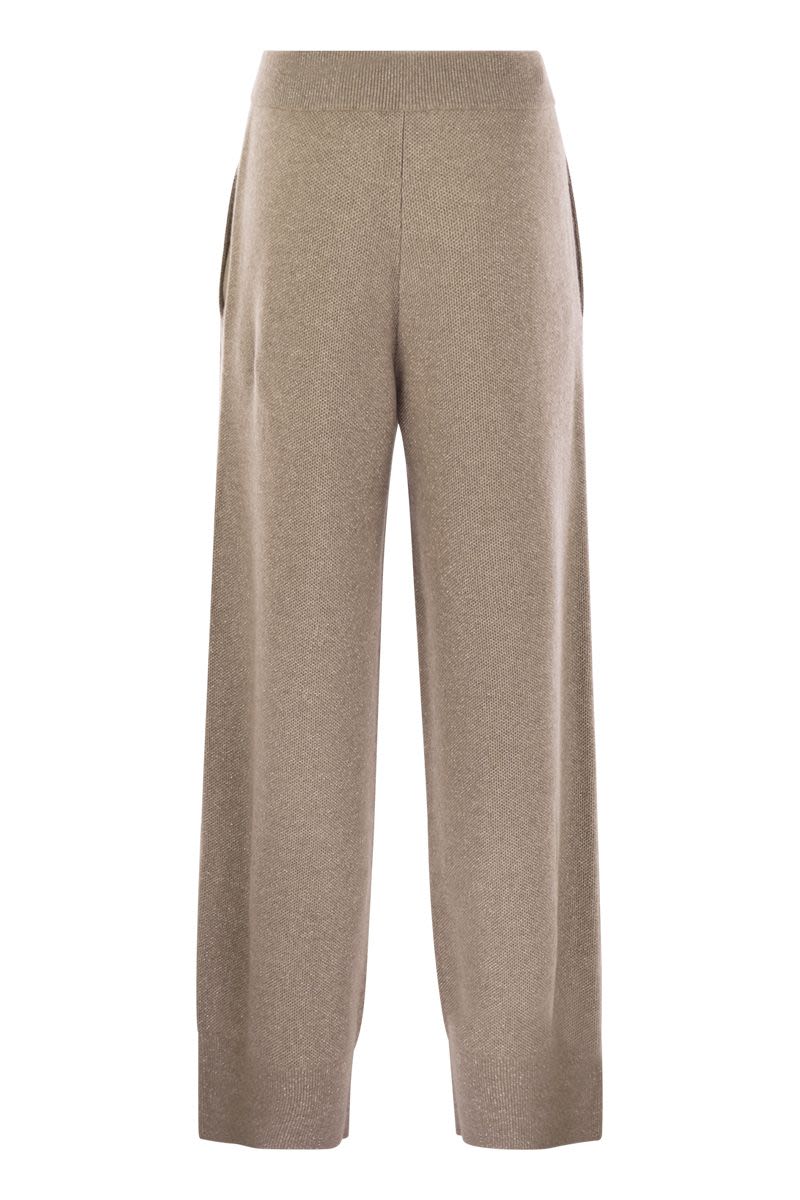 ENGLISH RIB CASHMERE AND VISCOSE KNIT TROUSERS Brunello Cucinelli