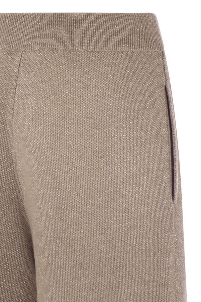 ENGLISH RIB CASHMERE AND VISCOSE KNIT TROUSERS Brunello Cucinelli