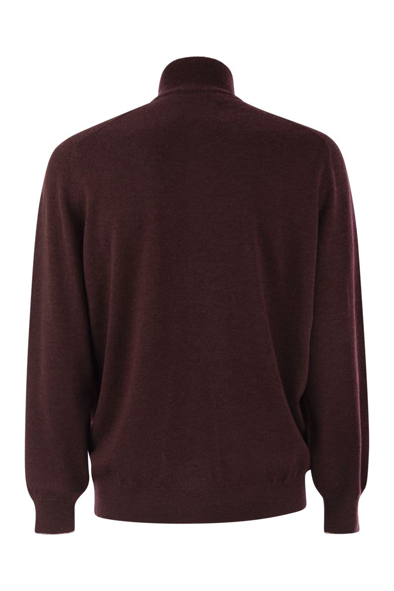 HIGH-NECKED CASHMERE SWEATER WITH ZIP OPENING Brunello Cucinelli