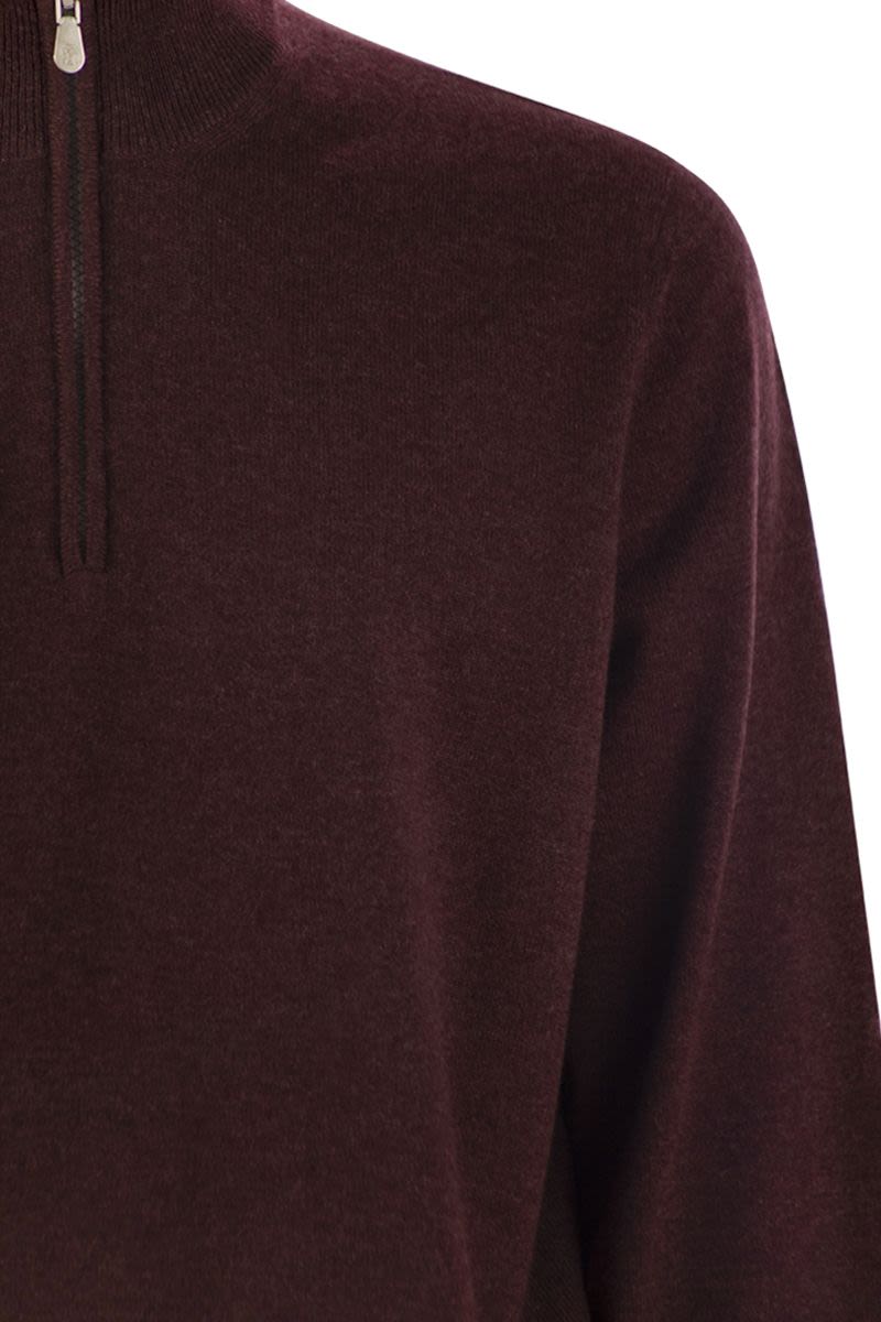 HIGH-NECKED CASHMERE SWEATER WITH ZIP OPENING Brunello Cucinelli