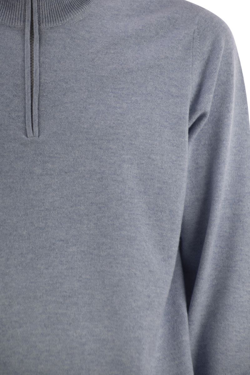 HIGH-NECKED CASHMERE SWEATER WITH ZIP OPENING Brunello Cucinelli