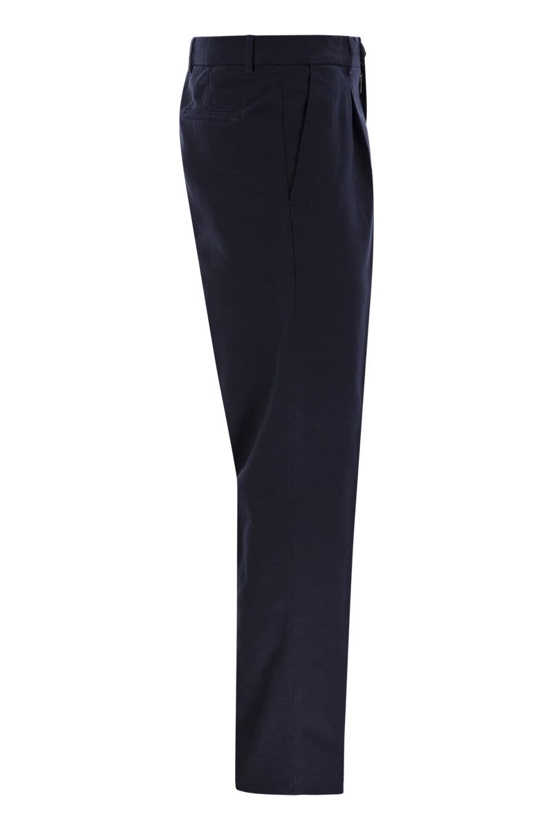 LEISURE FIT TROUSERS IN GARMENT-DYED COTTON VELVET WITH DARTS Brunello Cucinelli