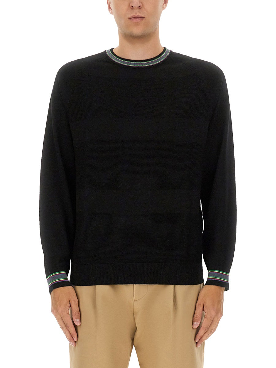 BLACK WOOL COTTON SWEATERS PS PAUL SMITH BLACK S
