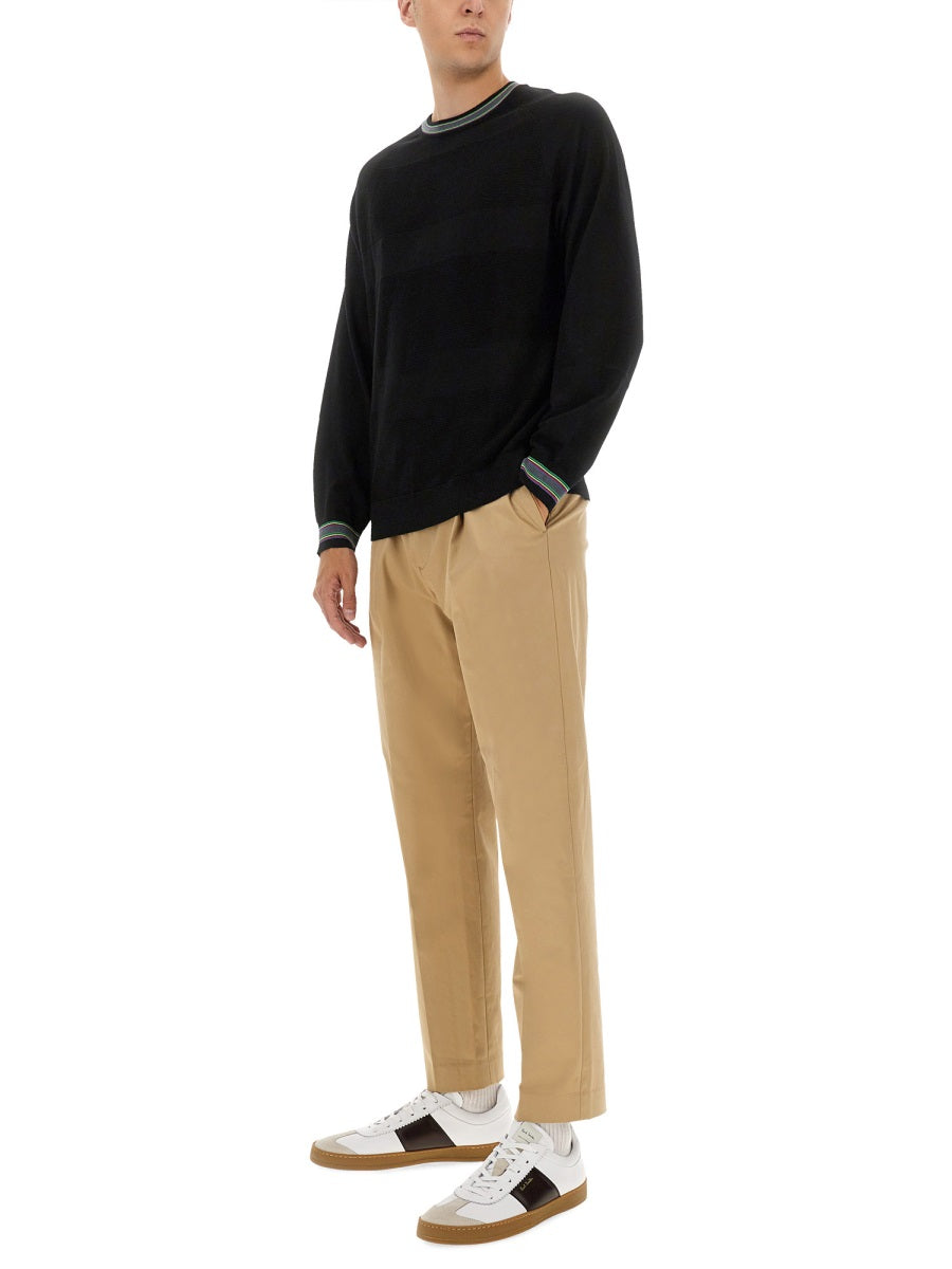 BLACK WOOL COTTON SWEATERS PS PAUL SMITH