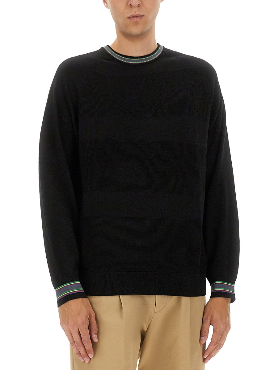 BLACK WOOL COTTON SWEATERS PS PAUL SMITH