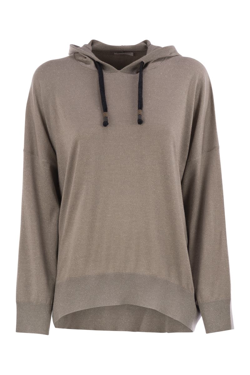 SPARKLING CASHMERE AND SILK SWEATSHIRT Brunello Cucinelli LIGHT BROWN XS