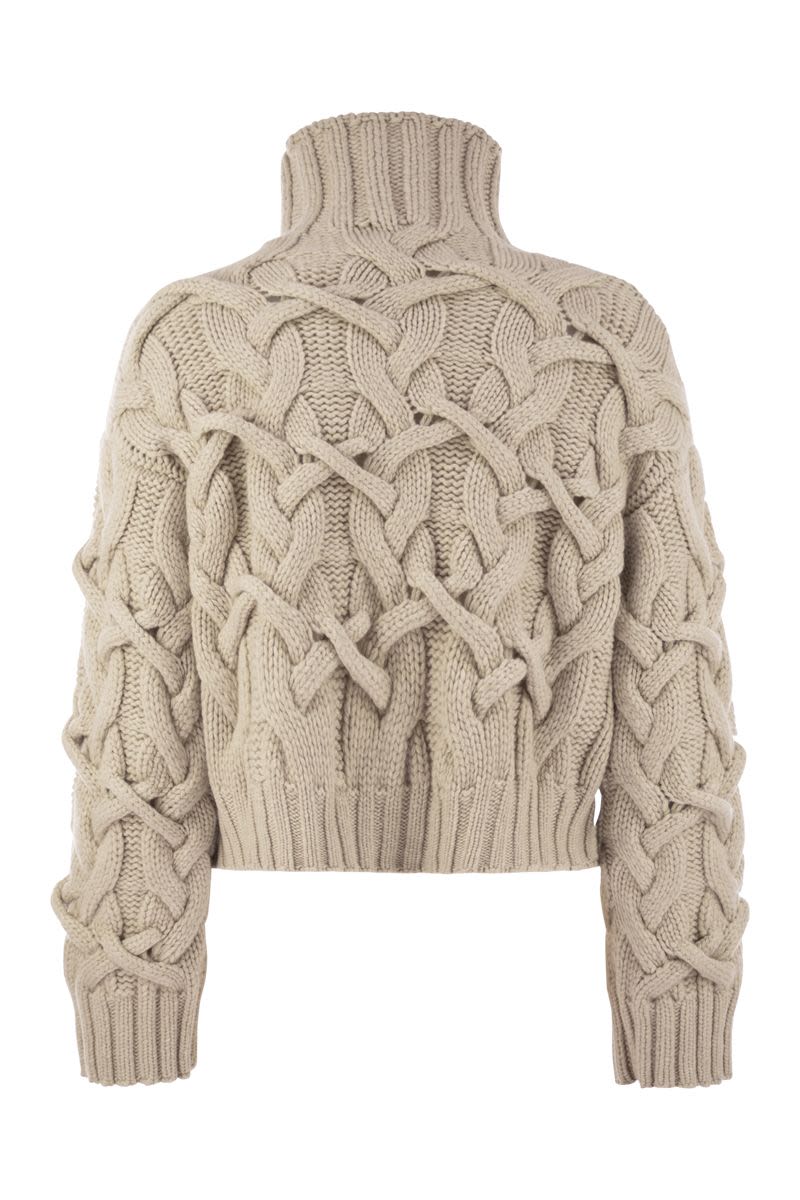 BRAIDED HIGH-NECKED CASHMERE SWEATER Brunello Cucinelli