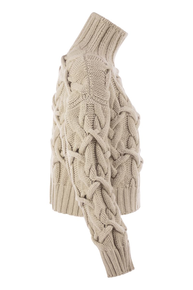 BRAIDED HIGH-NECKED CASHMERE SWEATER Brunello Cucinelli