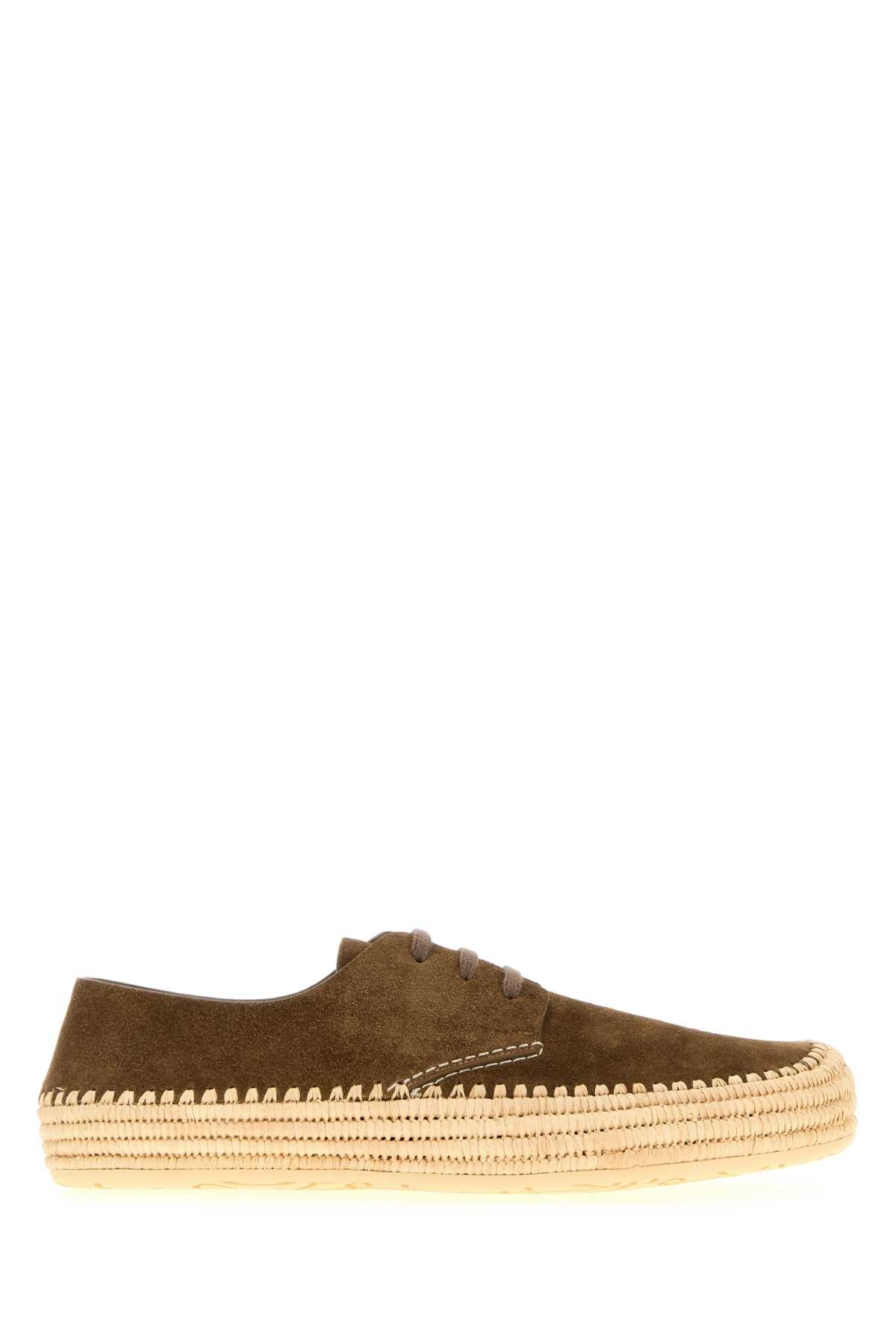 BROWN SUEDE RIO LACE-UP SHOES LOEWE BROWN 40