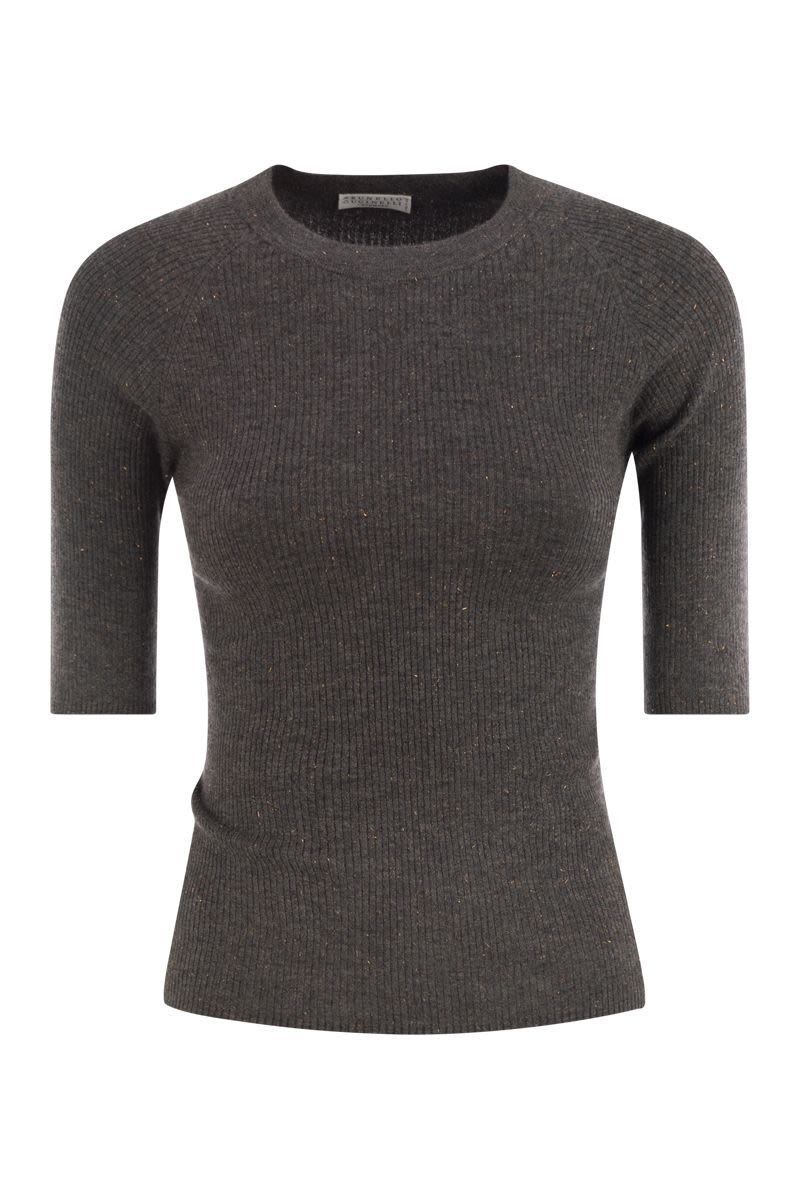 SPARKLING RIBBED CASHMERE SWEATER Brunello Cucinelli ANTHRACITE XS