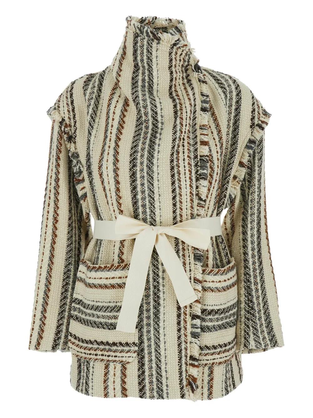 STRIPED FRINGED JACKET BY ILLISA Isabel Marant ECRU 36
