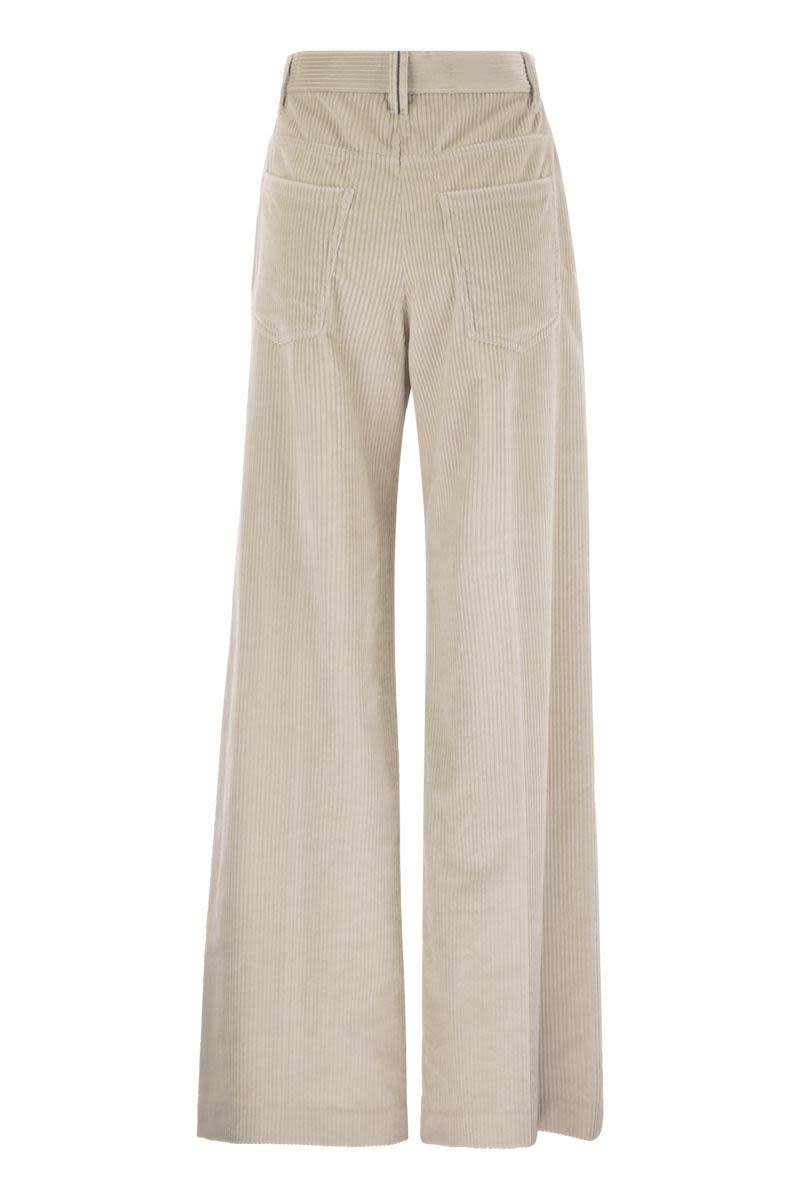 FLUID CORDUROY SARTORIAL TRACK TROUSERS WITH JEWELLERY Brunello Cucinelli