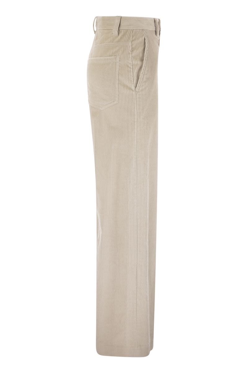 FLUID CORDUROY SARTORIAL TRACK TROUSERS WITH JEWELLERY Brunello Cucinelli