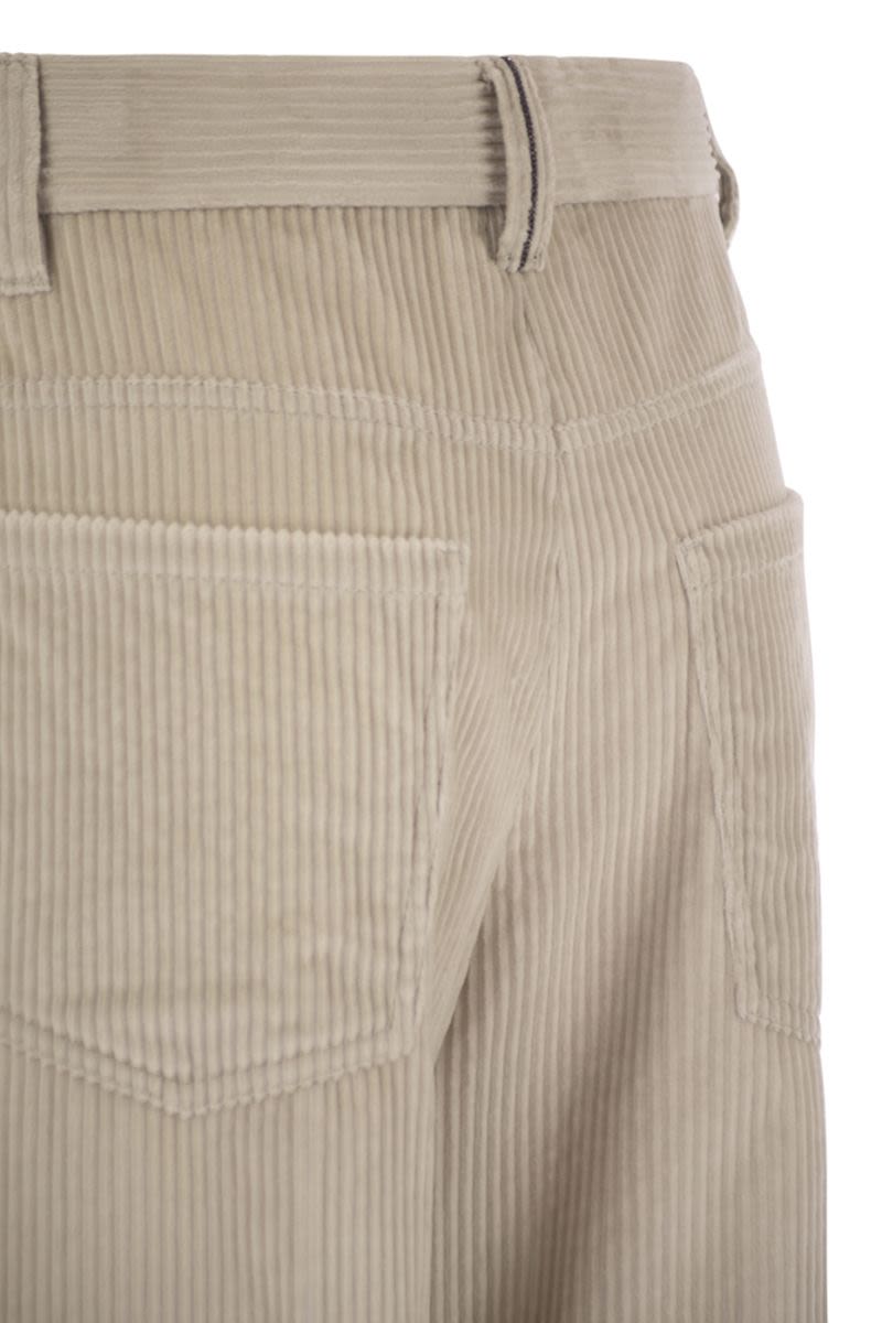 FLUID CORDUROY SARTORIAL TRACK TROUSERS WITH JEWELLERY Brunello Cucinelli