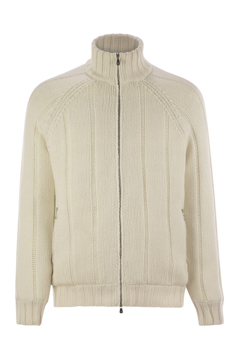 CASHMERE KNIT DOWN JACKET WITH ZIP Brunello Cucinelli CREAM 48