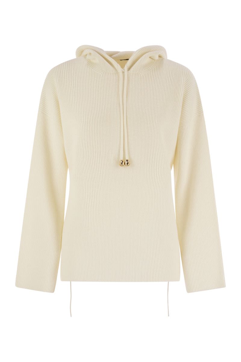 ENGLISH RIB CO HOODED SWEATER Fabiana Filippi WHITE 40
