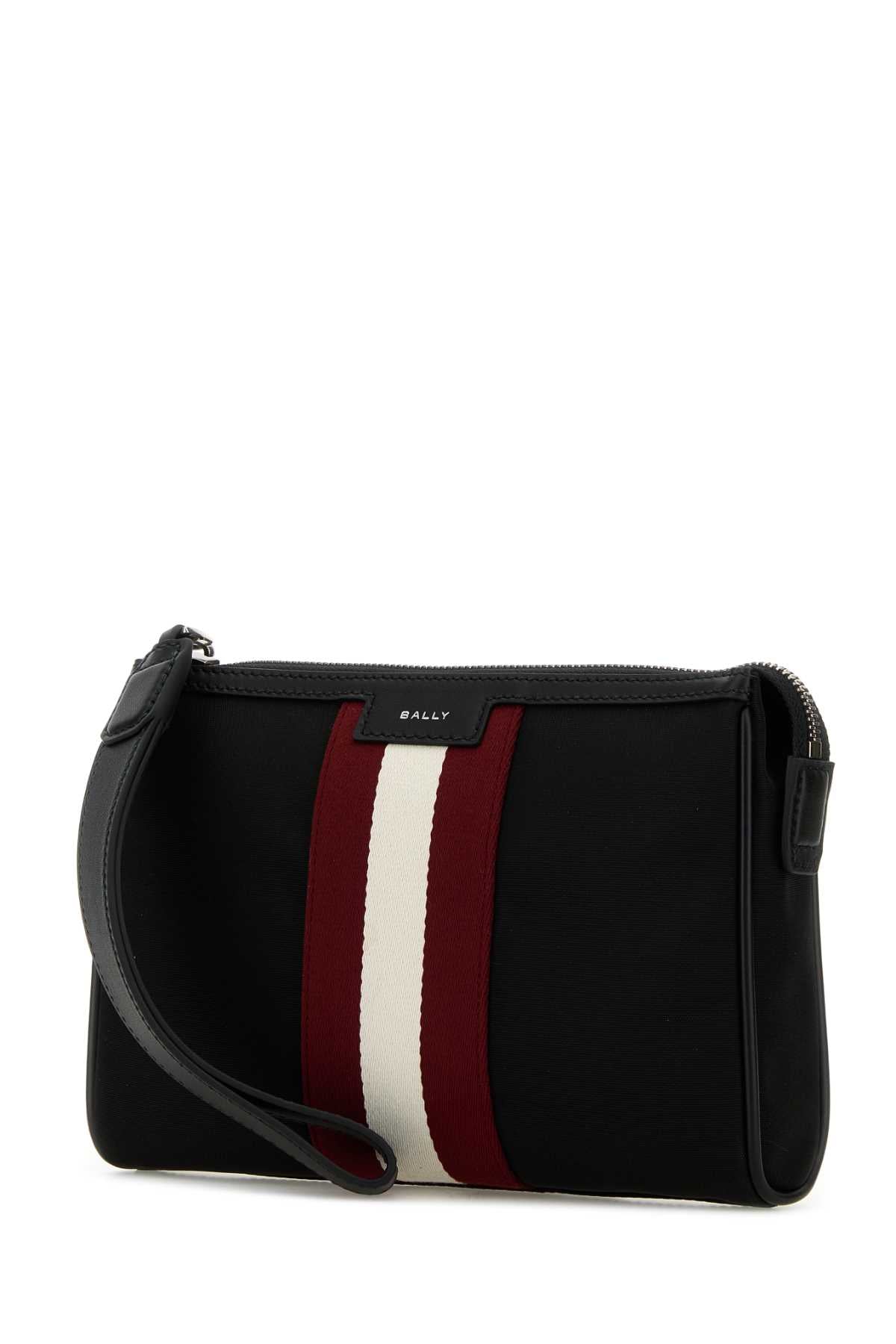 BLACK NYLON CODE CLUTCH Bally
