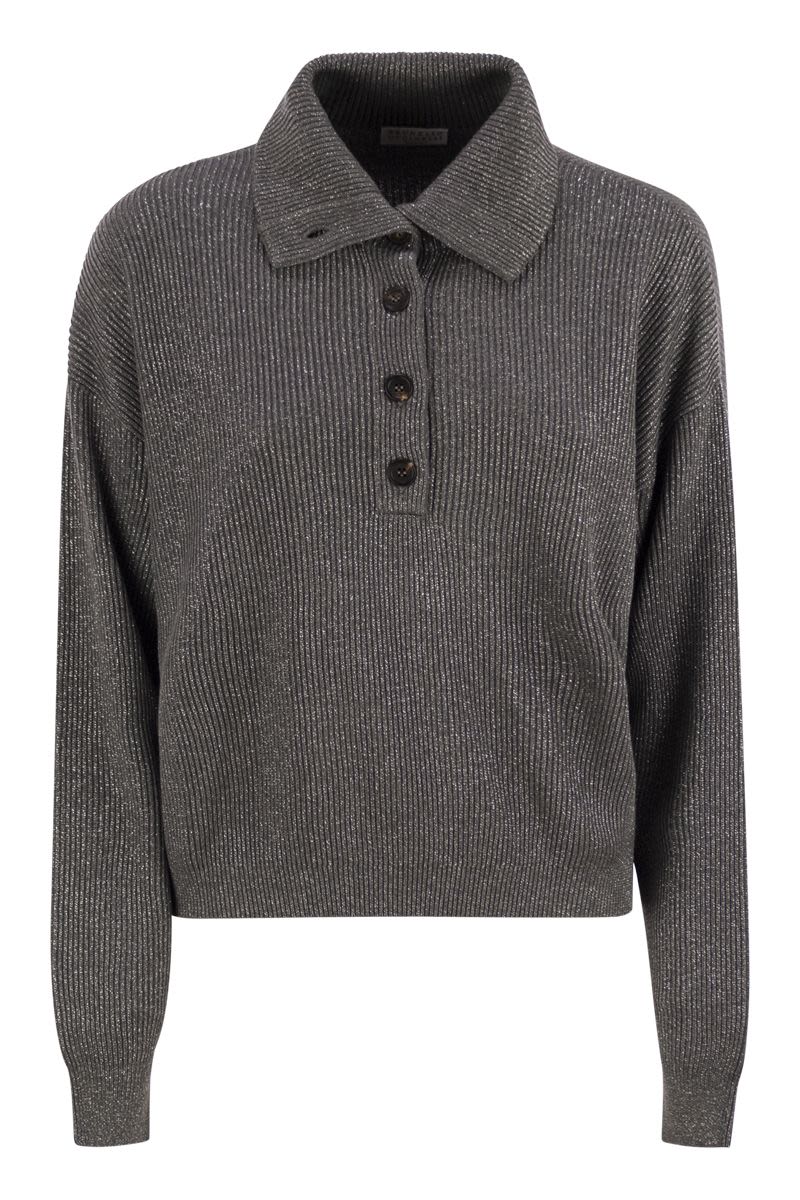 COTTON AND VISCOSE RIB KNIT HIGH COLLAR Brunello Cucinelli ANTHRACITE XS