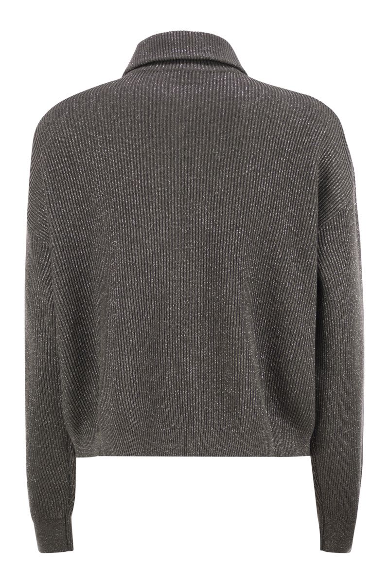 COTTON AND VISCOSE RIB KNIT HIGH COLLAR Brunello Cucinelli
