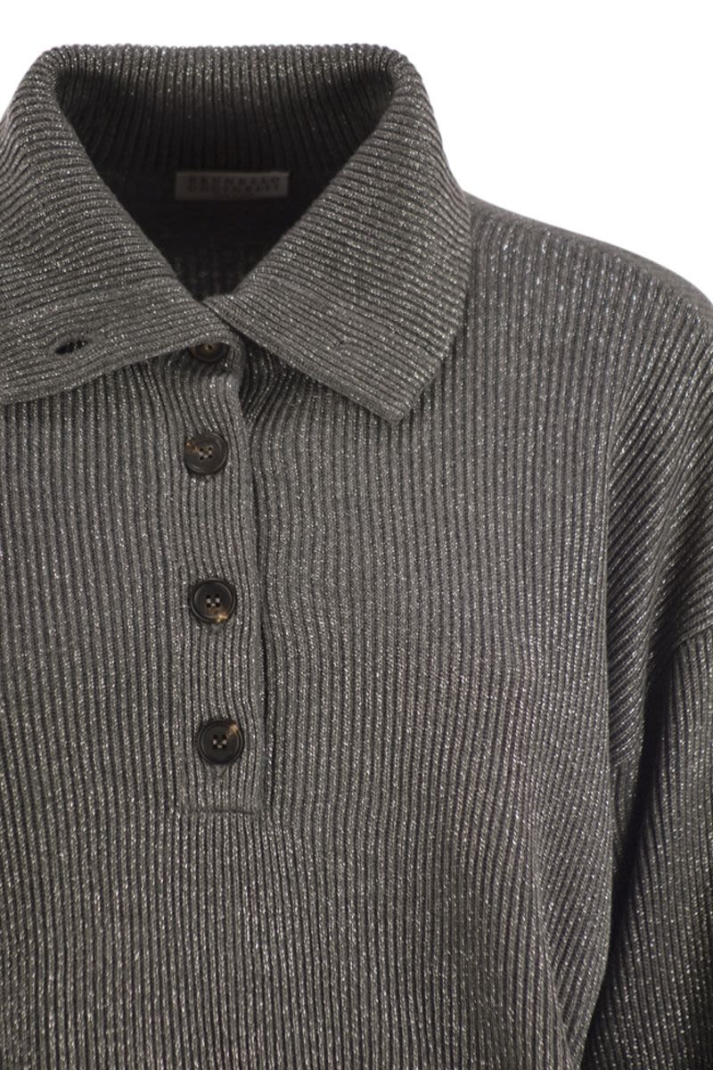 COTTON AND VISCOSE RIB KNIT HIGH COLLAR Brunello Cucinelli
