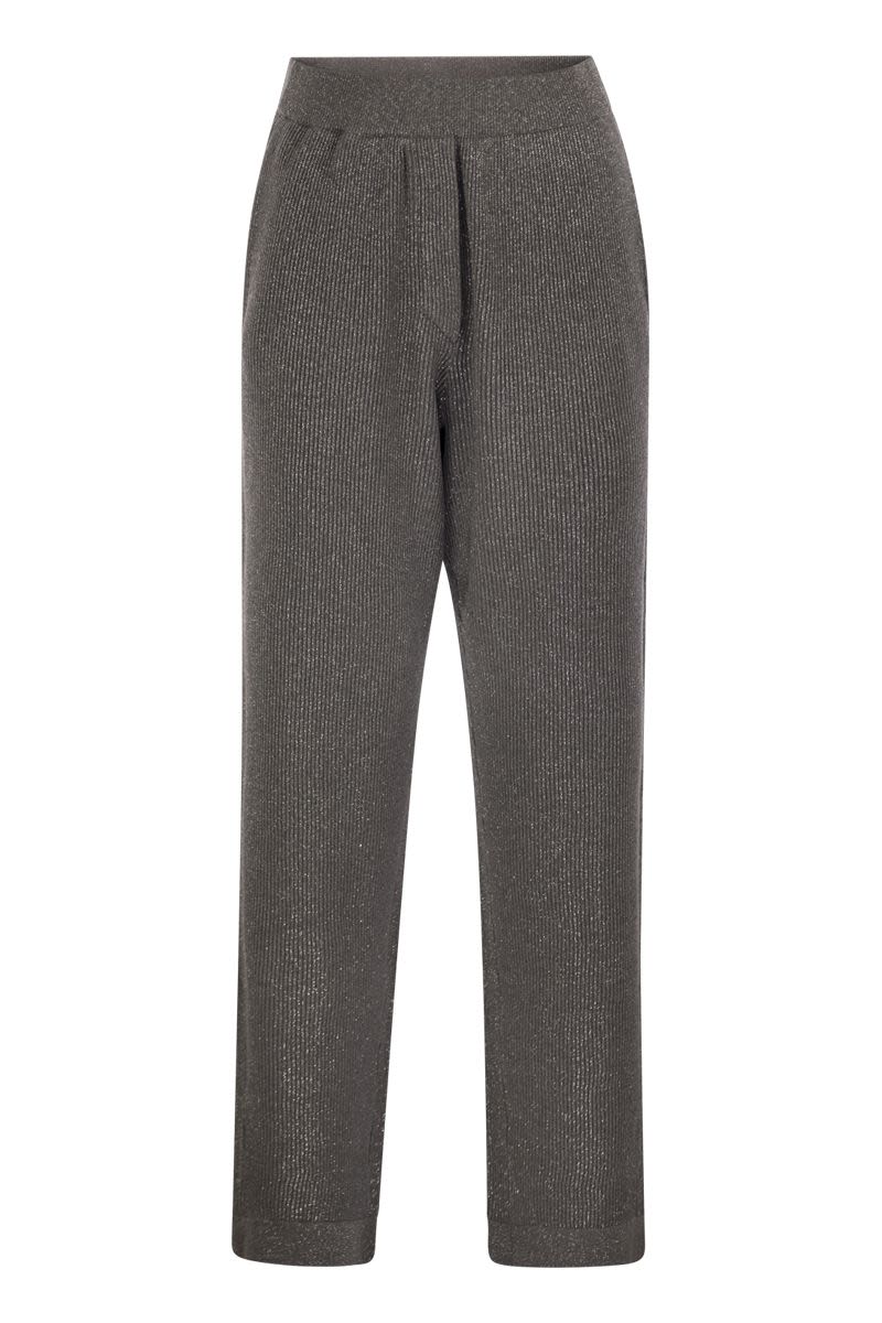 ENGLISH RIB COTTON AND VISCOSE PANTS Brunello Cucinelli ANTHRACITE XS
