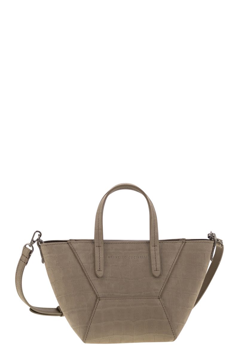 BC DUO MINI NUBUCK CROC PRINT BAG WITH JEWELLERY Brunello Cucinelli LIGHT BROWN ONE SIZE