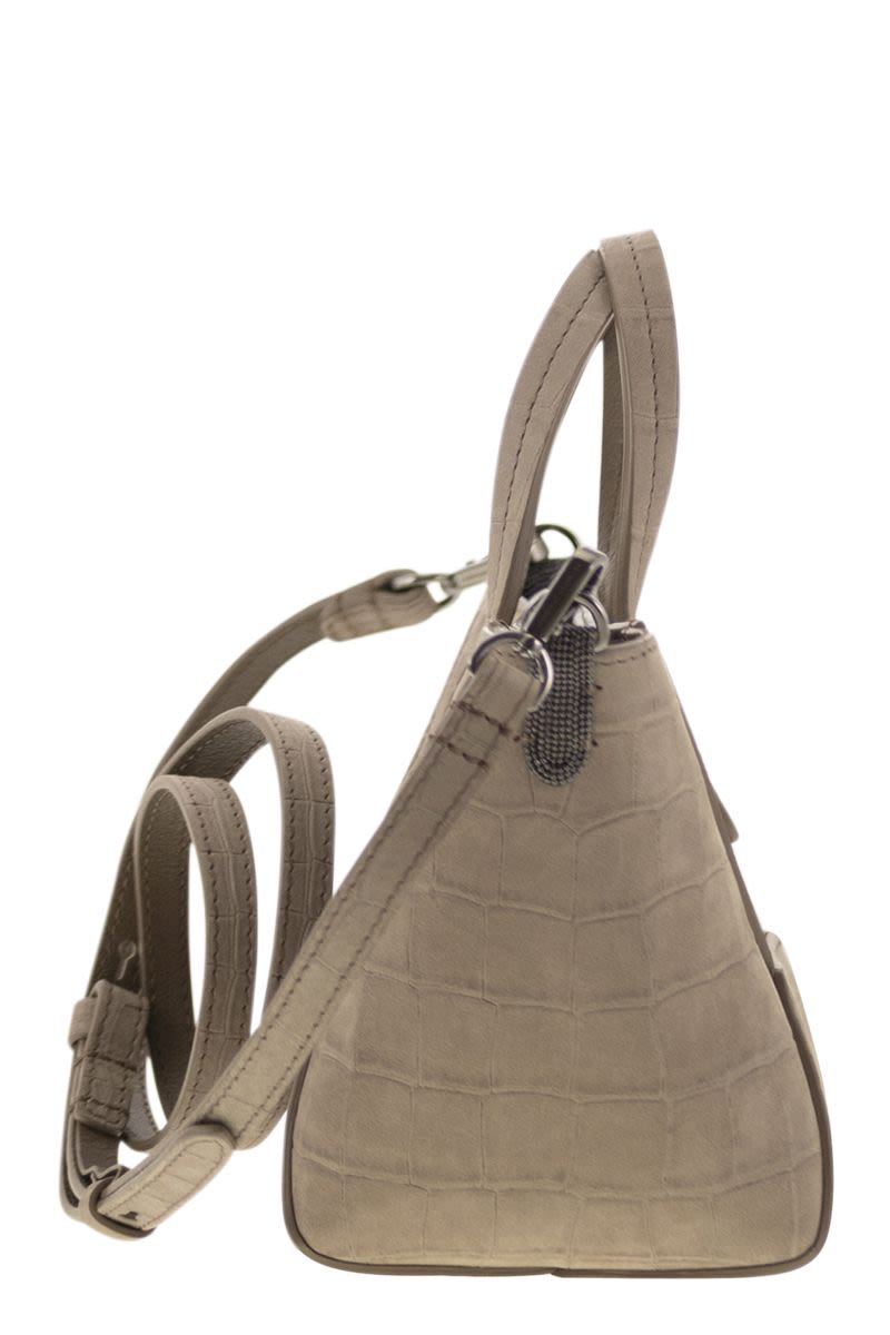 BC DUO MINI NUBUCK CROC PRINT BAG WITH JEWELLERY Brunello Cucinelli