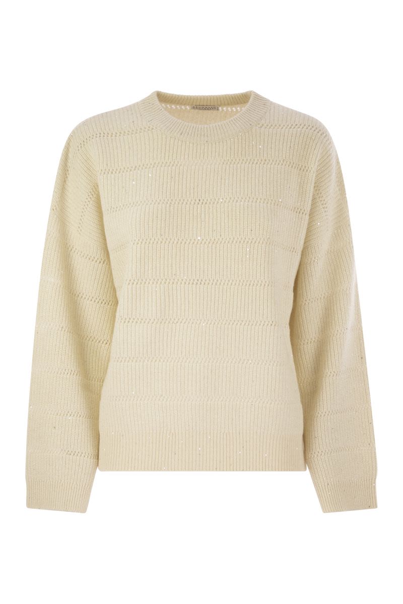 CASHMERE AND WOOL CREW-NECK SWEATER Brunello Cucinelli CREAM XS