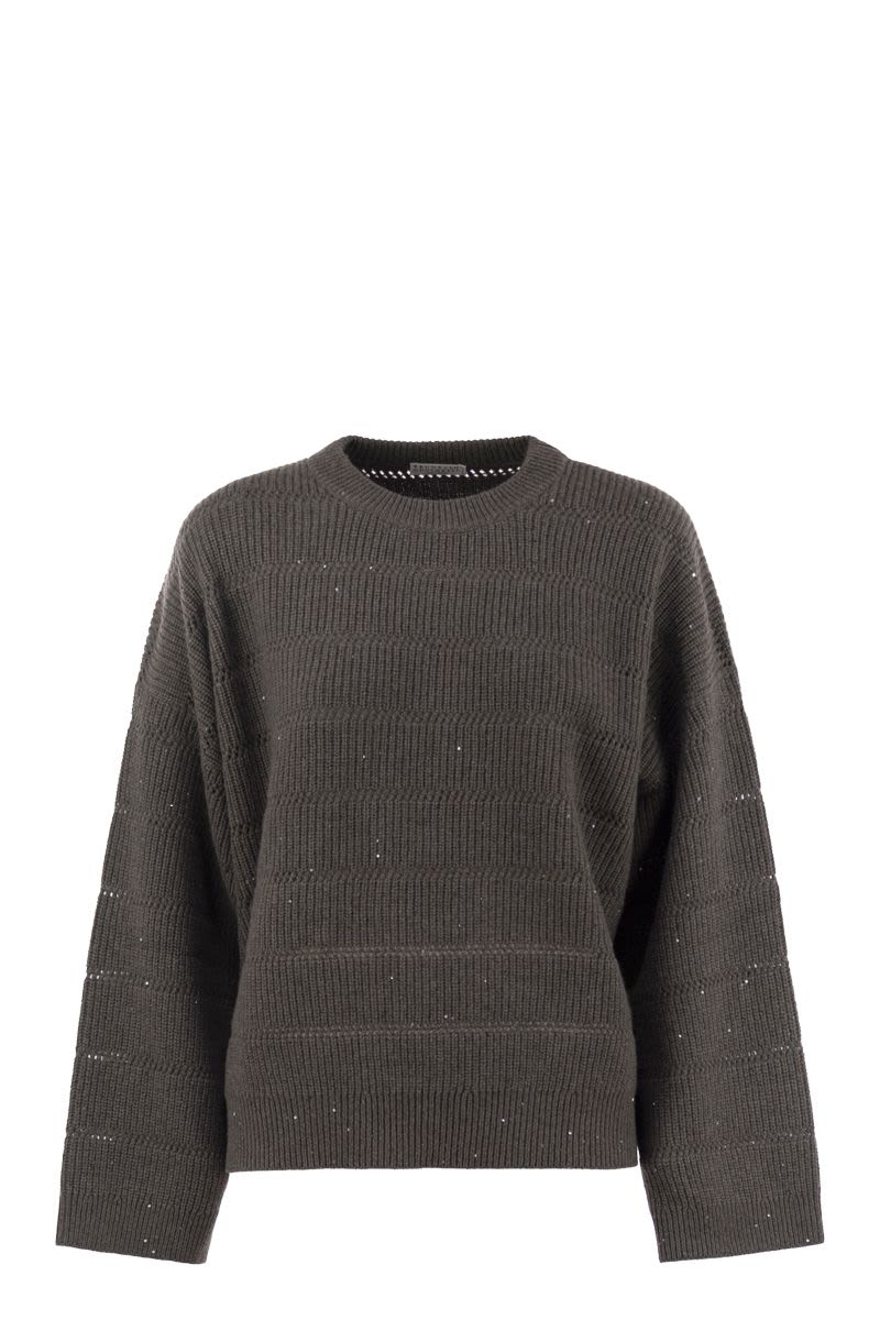 CASHMERE AND WOOL CREW-NECK SWEATER Brunello Cucinelli DARK GREY XS