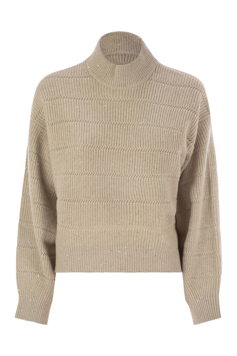 CASHMERE AND WOOL TURTLENECK SWEATER Brunello Cucinelli BEIGE XS