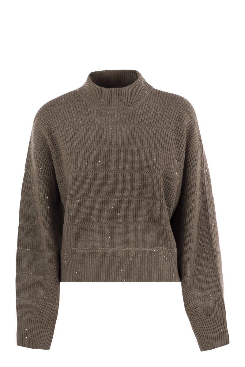 CASHMERE AND WOOL TURTLENECK SWEATER Brunello Cucinelli BROWN XS