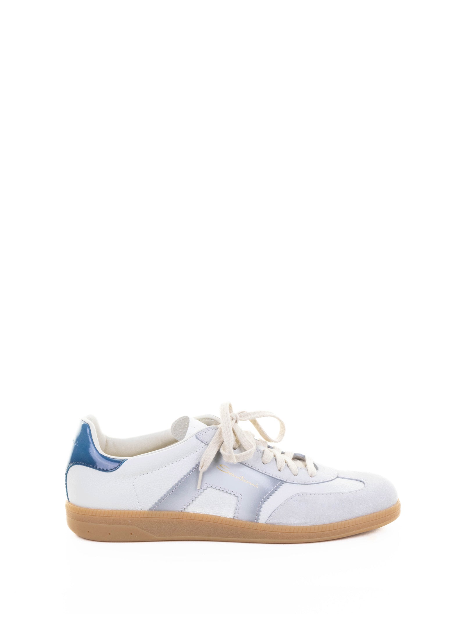 WHITE BLUE LEATHER SNEAKER Santoni WHITE 10
