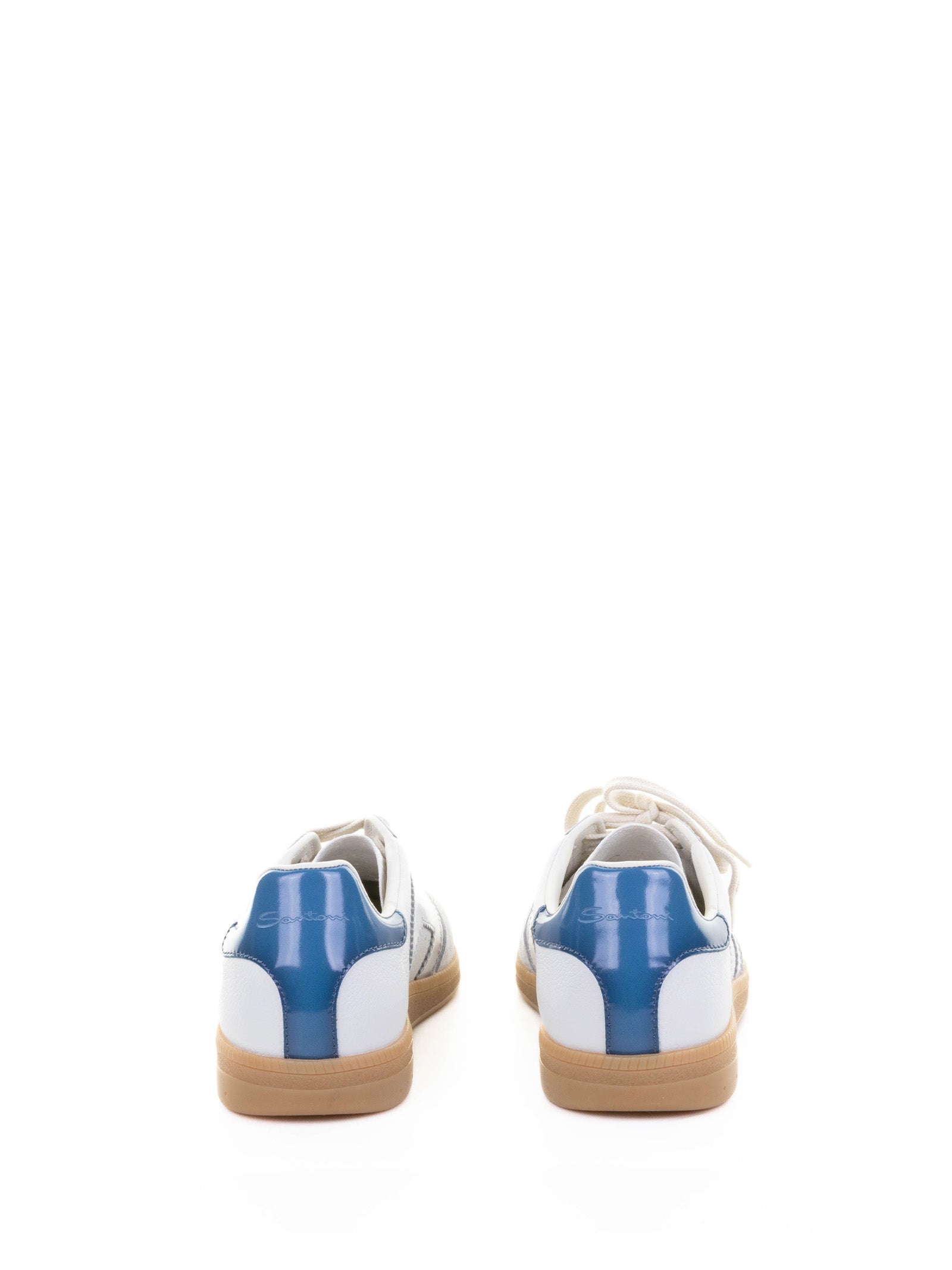 WHITE BLUE LEATHER SNEAKER Santoni