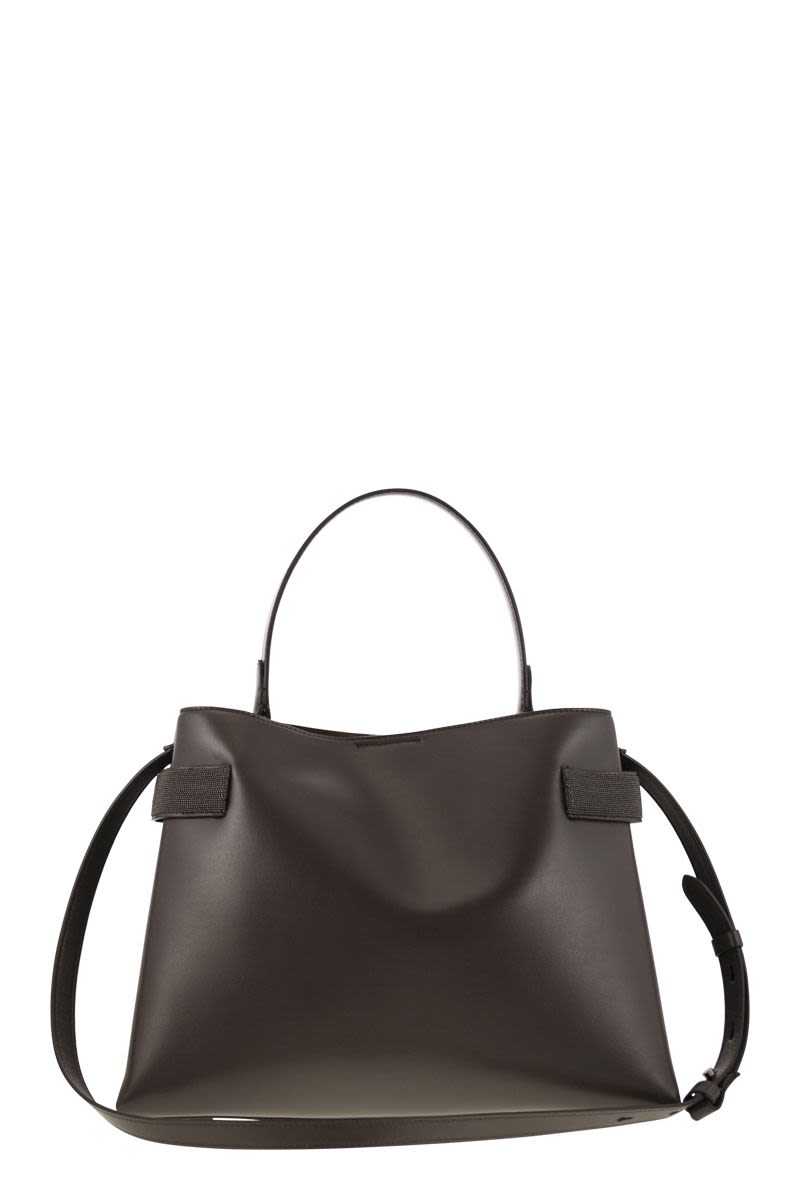 TOP-HANDLE ESSENCE BAG IN CALFSKIN WITH PRECIOUS BANDS Brunello Cucinelli
