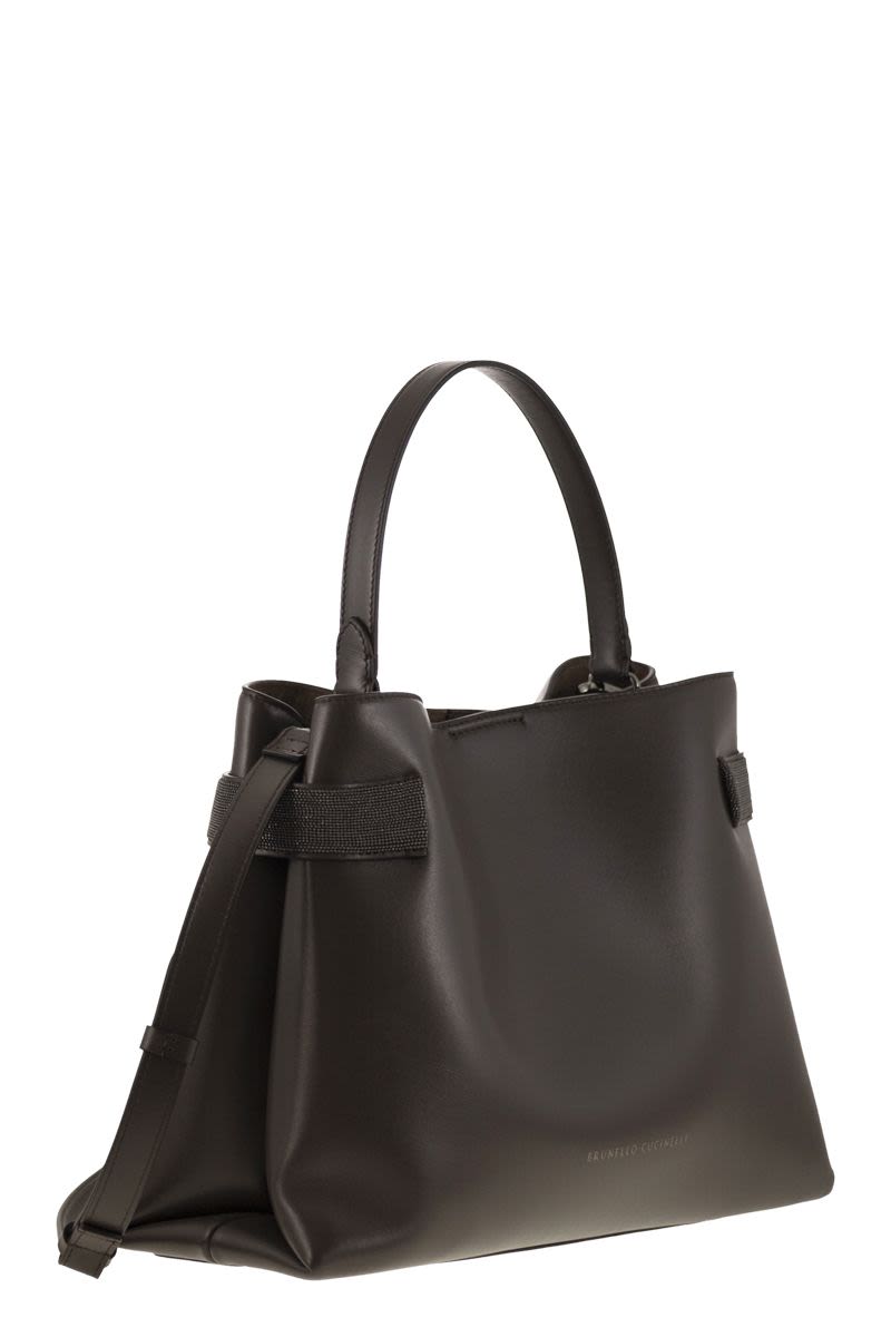 TOP-HANDLE ESSENCE BAG IN CALFSKIN WITH PRECIOUS BANDS Brunello Cucinelli