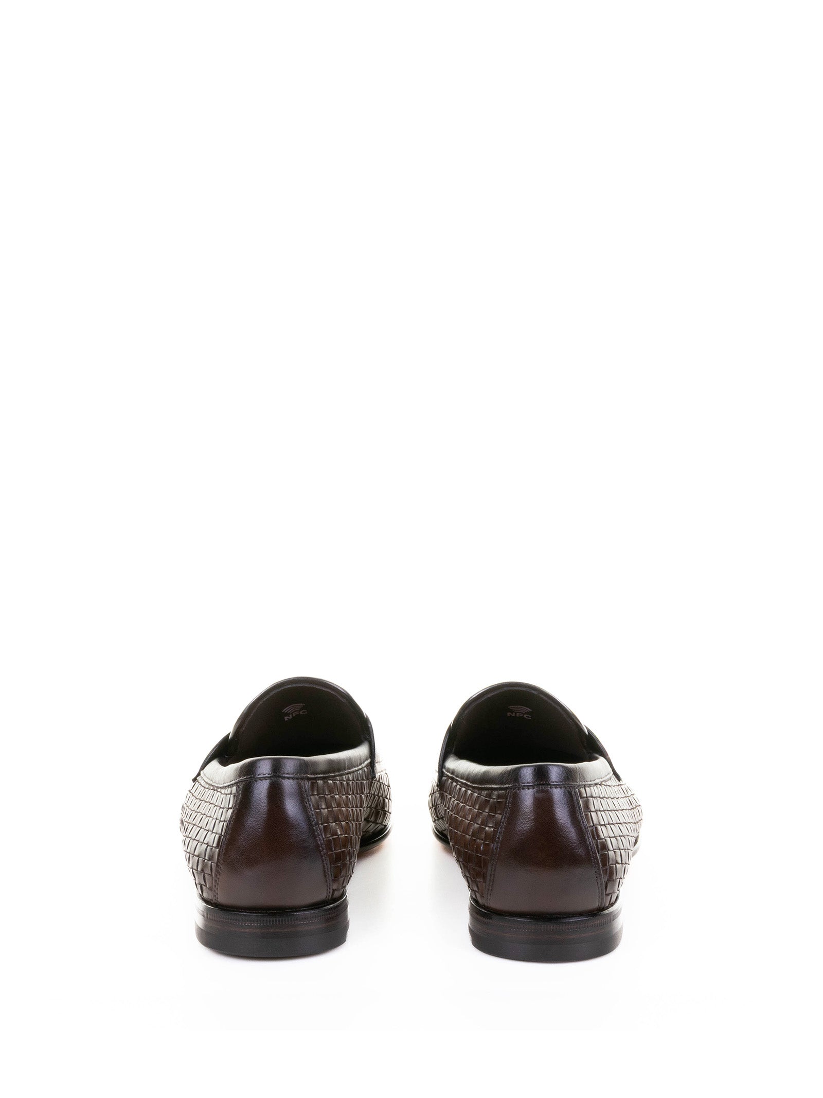 BROWN WOVEN LEATHER MOCCASIN Santoni