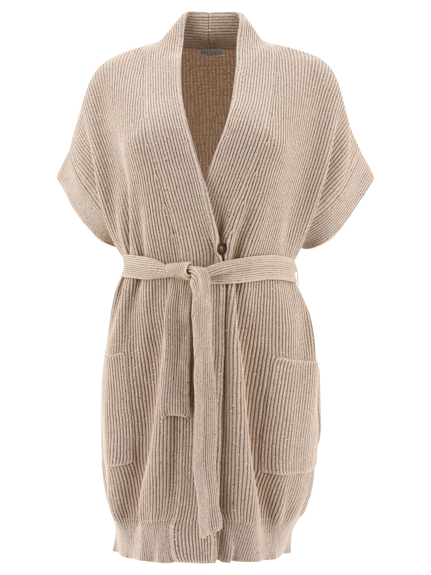 "DIAMANTE" RIBBED CARDIGAN Brunello Cucinelli BEIGE L