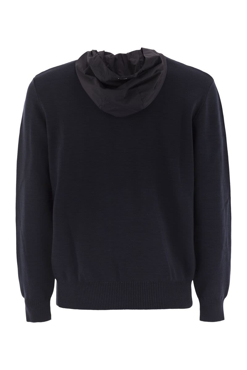 RESORT DOUBLE COTTON KNIT AND NYLON HOODIE Herno