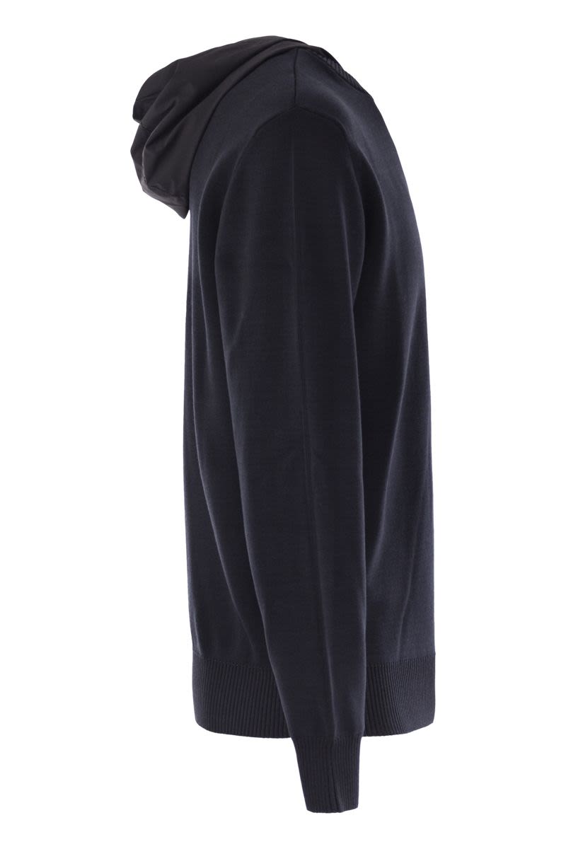 RESORT DOUBLE COTTON KNIT AND NYLON HOODIE Herno