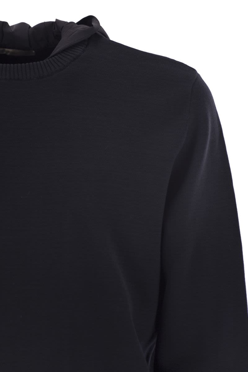 RESORT DOUBLE COTTON KNIT AND NYLON HOODIE Herno