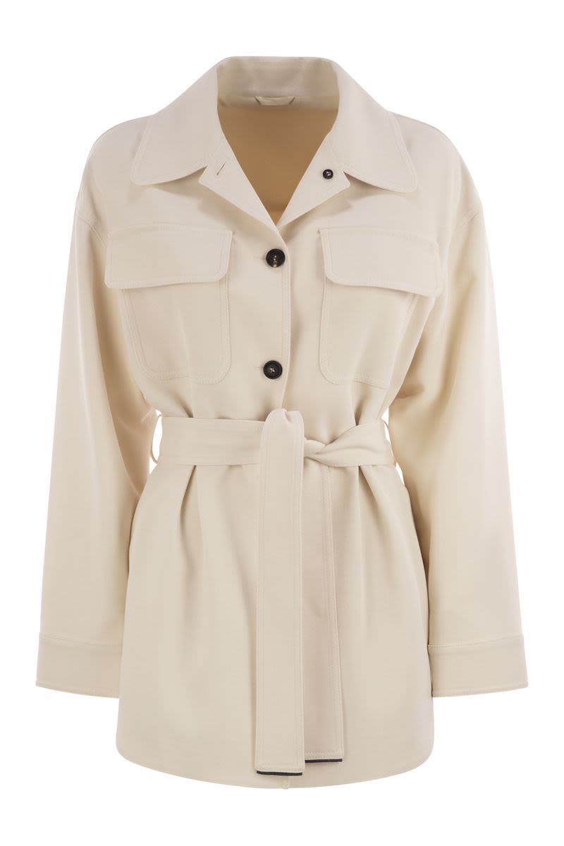 VISCOSE AND WOOL SAFARI JACKET Brunello Cucinelli IVORY 42