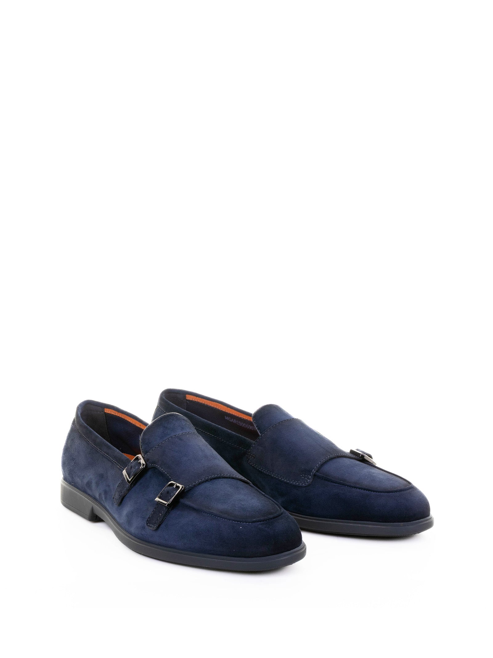 BLUE DOUBLE BUCKLE SUEDE MOCCASIN Santoni