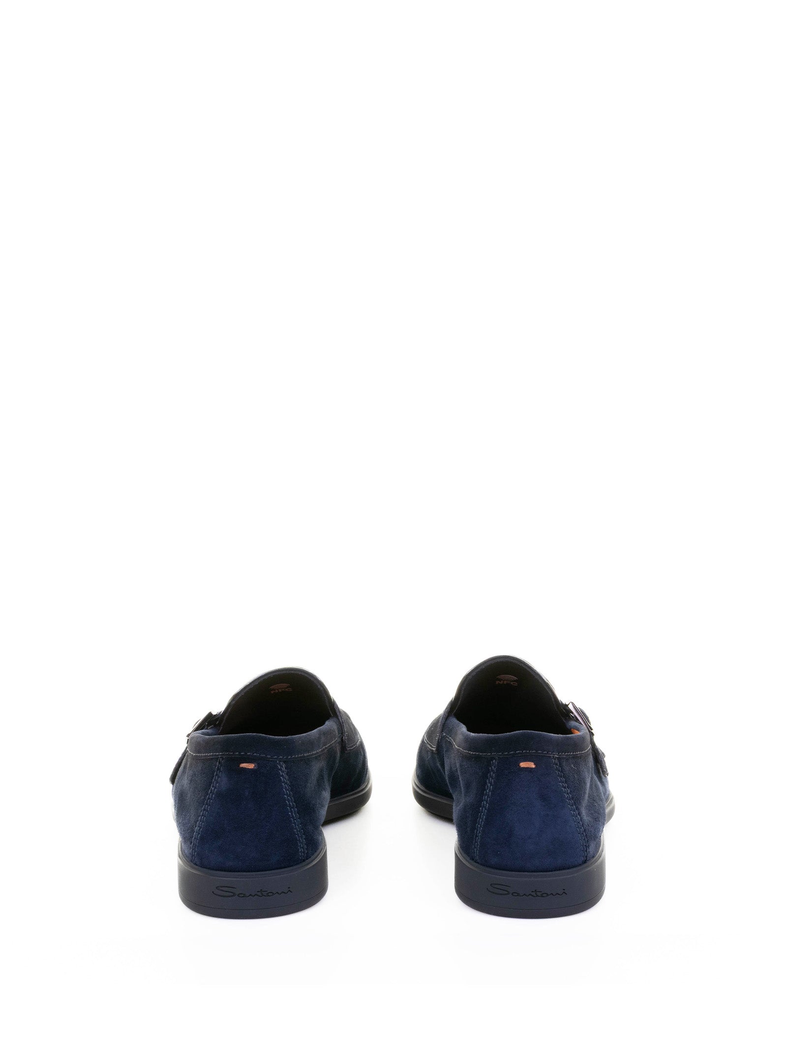 BLUE DOUBLE BUCKLE SUEDE MOCCASIN Santoni