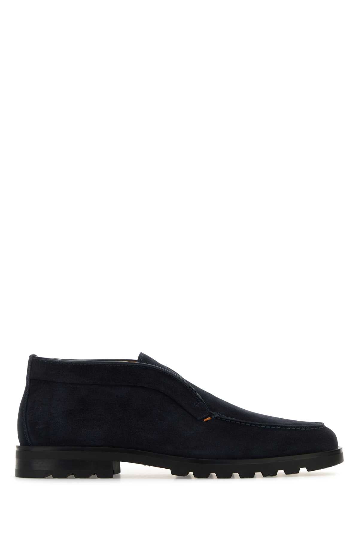 MIDNIGHT BUE SUEDE DESERT SLIP-ONS Santoni BLUE 8