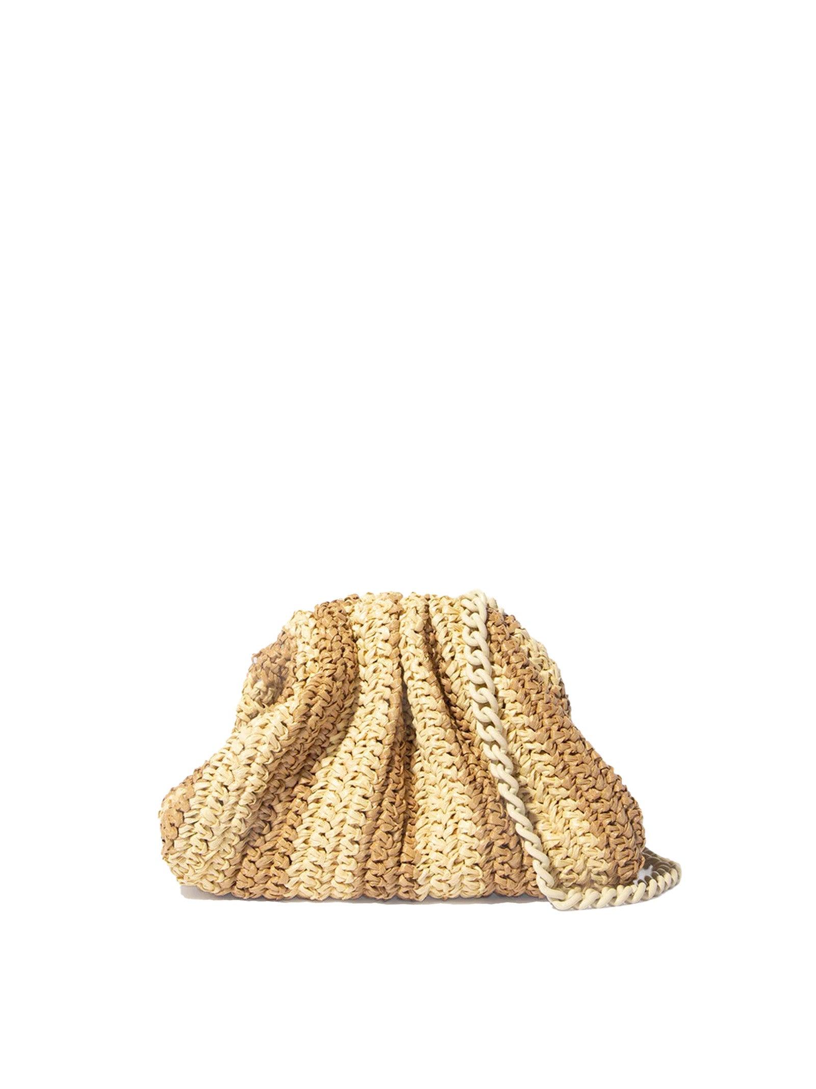 MARIA LA ROSA TWO-TONE CROCHET CLUTCH WITH SHOULDER STRAP Maria la Rosa BEIGE UNI