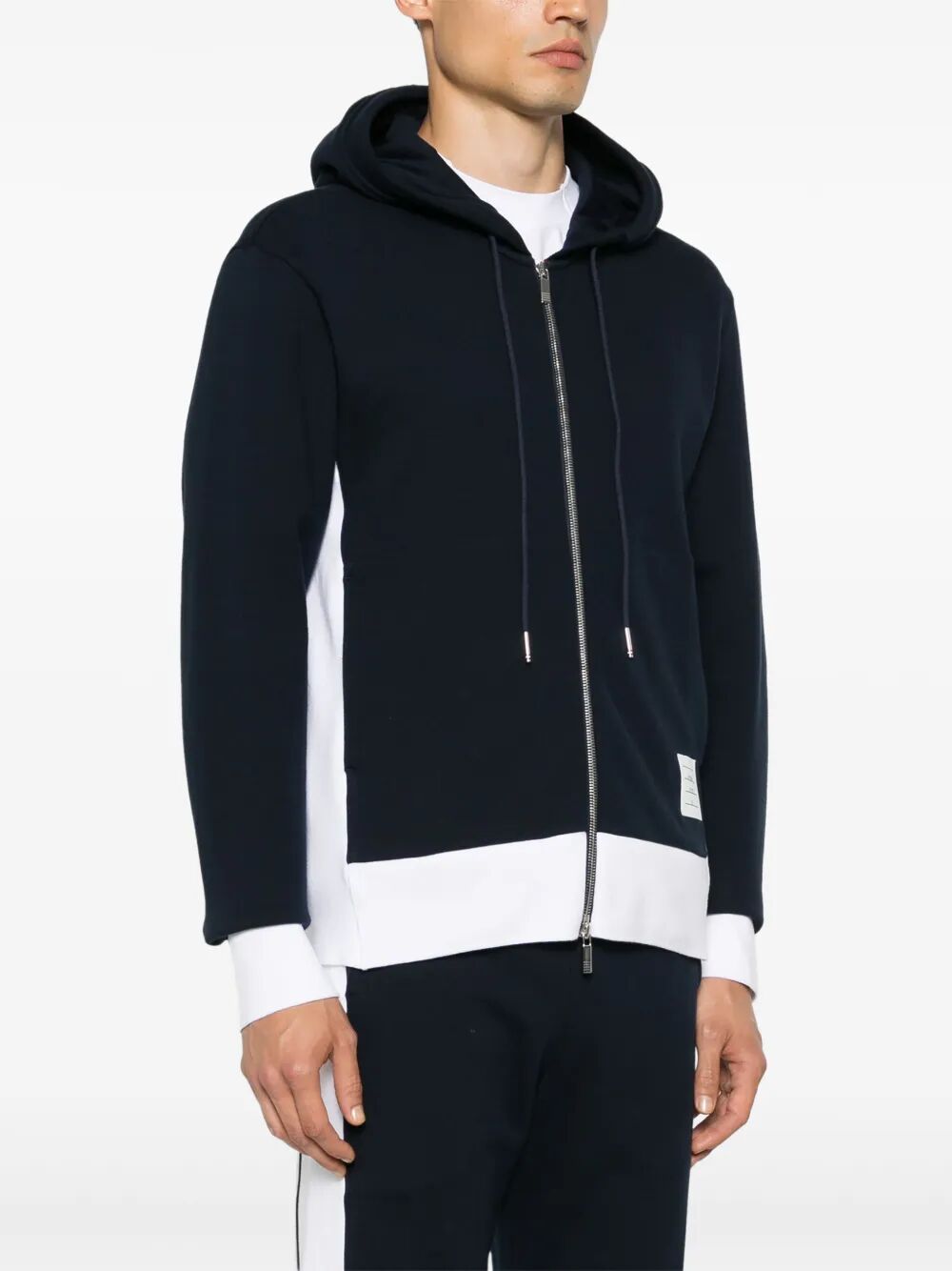 ZIP UP HOODIE WITH ENGINEERED 4 BAR IN COLOR BLOCKED SOLID CLASSIC LOOPBACK JERSEY Thom Browne