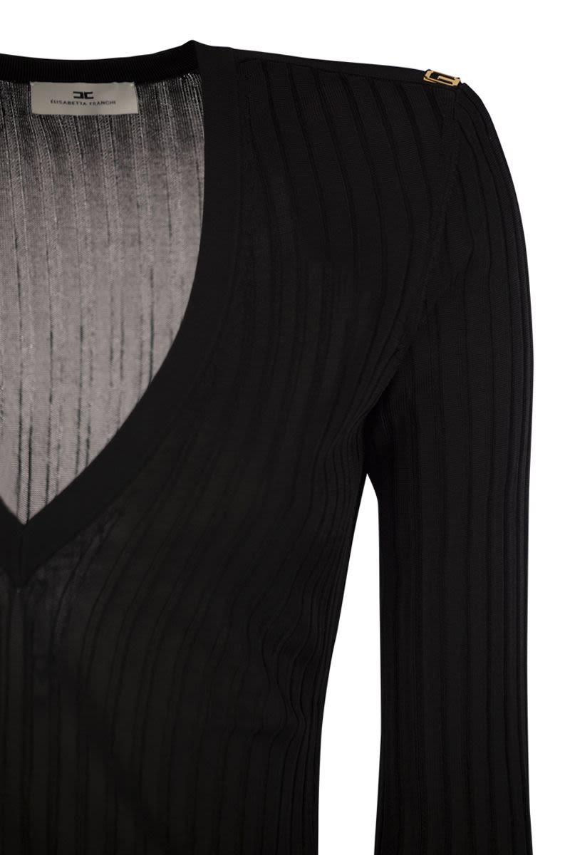 VISCOSE KNIT SHIRT WITH LOGO DETAILS Elisabetta Franchi