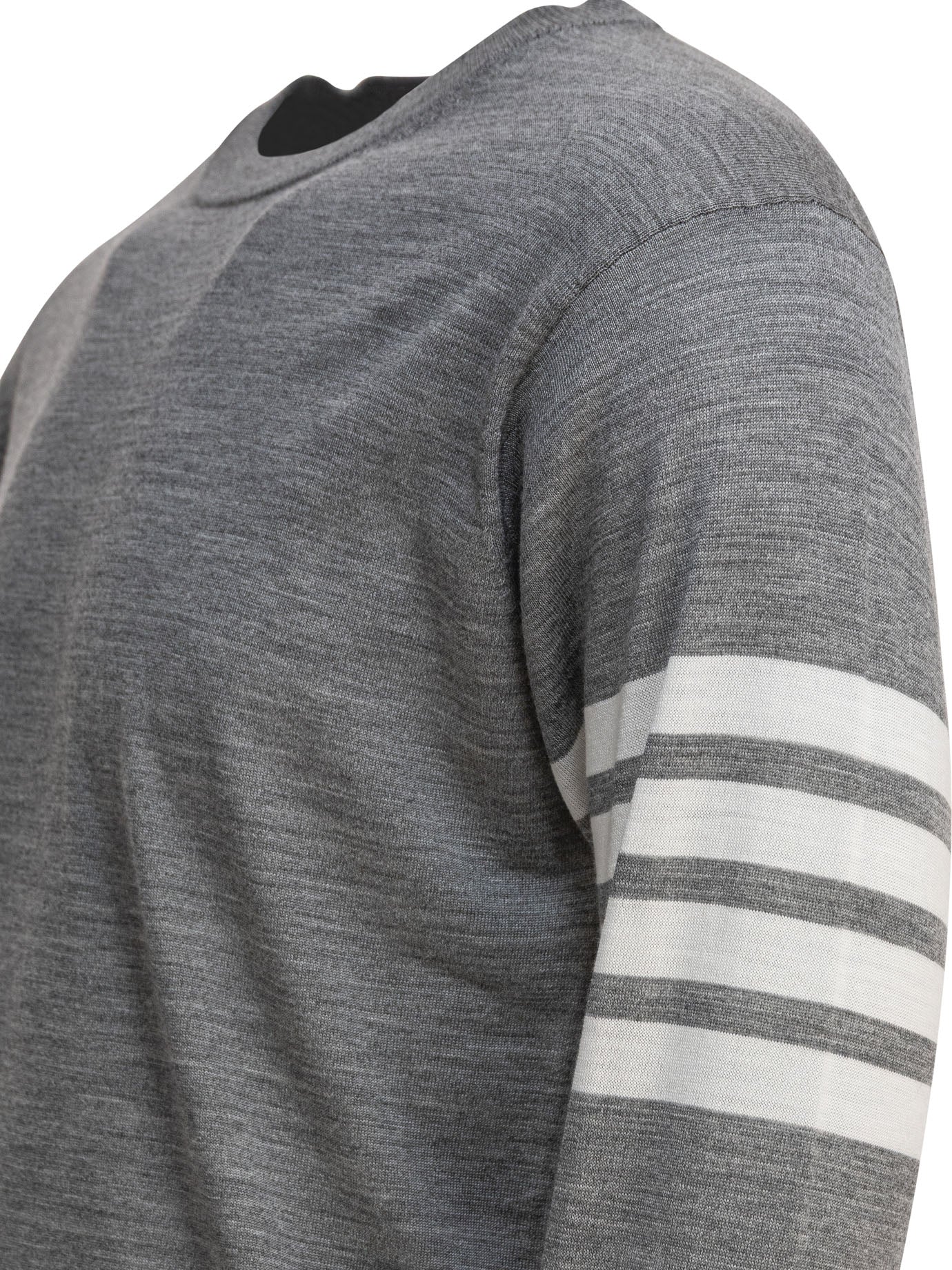 CLASSIC CREWNECK PULLOVER W/ 4 BAR SLEEVE IN FINE MERINO WOOL Thom Browne
